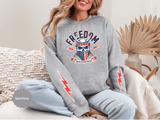 Freedom American Independence Sweatshirt, Patriotic Skull Crewneck, USA Flag Pullover, Fourth of July Outfit, Americana Gift for Him