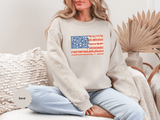 Patriotic American Flag Sweatshirt, USA Floral Crewneck, Vintage Americana Pullover, Fourth of July Outfit, Summer Patriotic Gift for Her