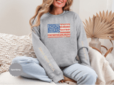Patriotic American Flag Sweatshirt, USA Floral Crewneck, Vintage Americana Pullover, Fourth of July Outfit, Summer Patriotic Gift for Her