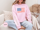 Patriotic American Flag Sweatshirt, USA Floral Crewneck, Vintage Americana Pullover, Fourth of July Outfit, Summer Patriotic Gift for Her