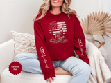 Personalized Hunting Sweatshirt, Custom Deer American Flag Pullover, Patriotic Outdoorsman Crewneck, Hunter Gift, Personalized Family Shirt