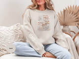 Personalized Hunting Sweatshirt, Custom Deer American Flag Pullover, Patriotic Outdoorsman Crewneck, Hunter Gift, Personalized Family Shirt