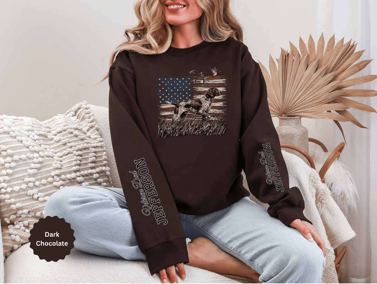 Personalized Patriotic Dog Sweatshirt, Custom Family Name Pullover, American Flag Dog Crewneck, USA Dog Lover Gift, Fourth of July Shirt