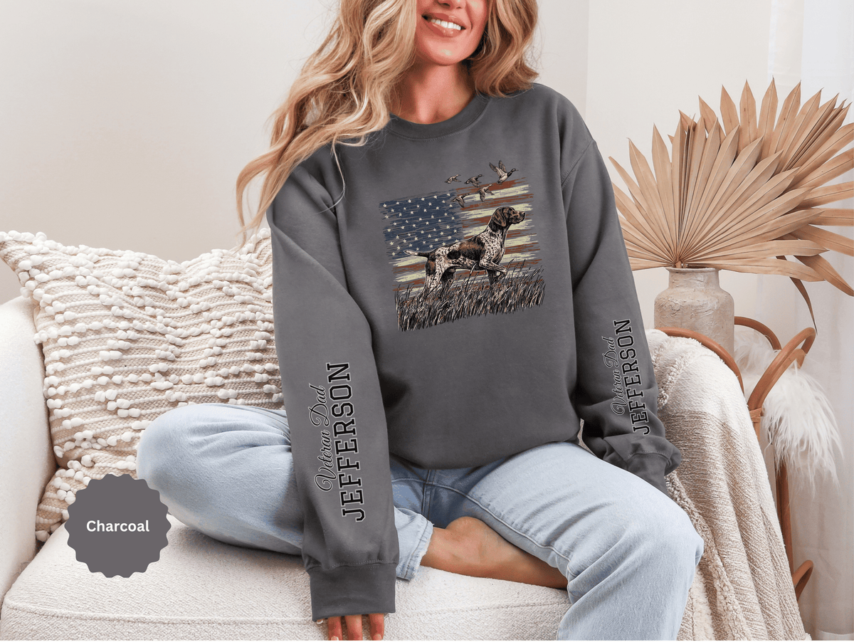 Personalized Patriotic Dog Sweatshirt, Custom Family Name Pullover, American Flag Dog Crewneck, USA Dog Lover Gift, Fourth of July Shirt