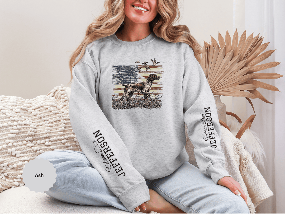 Personalized Patriotic Dog Sweatshirt, Custom Family Name Pullover, American Flag Dog Crewneck, USA Dog Lover Gift, Fourth of July Shirt