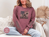 Personalized Patriotic Dog Sweatshirt, Custom Family Name Pullover, American Flag Dog Crewneck, USA Dog Lover Gift, Fourth of July Shirt