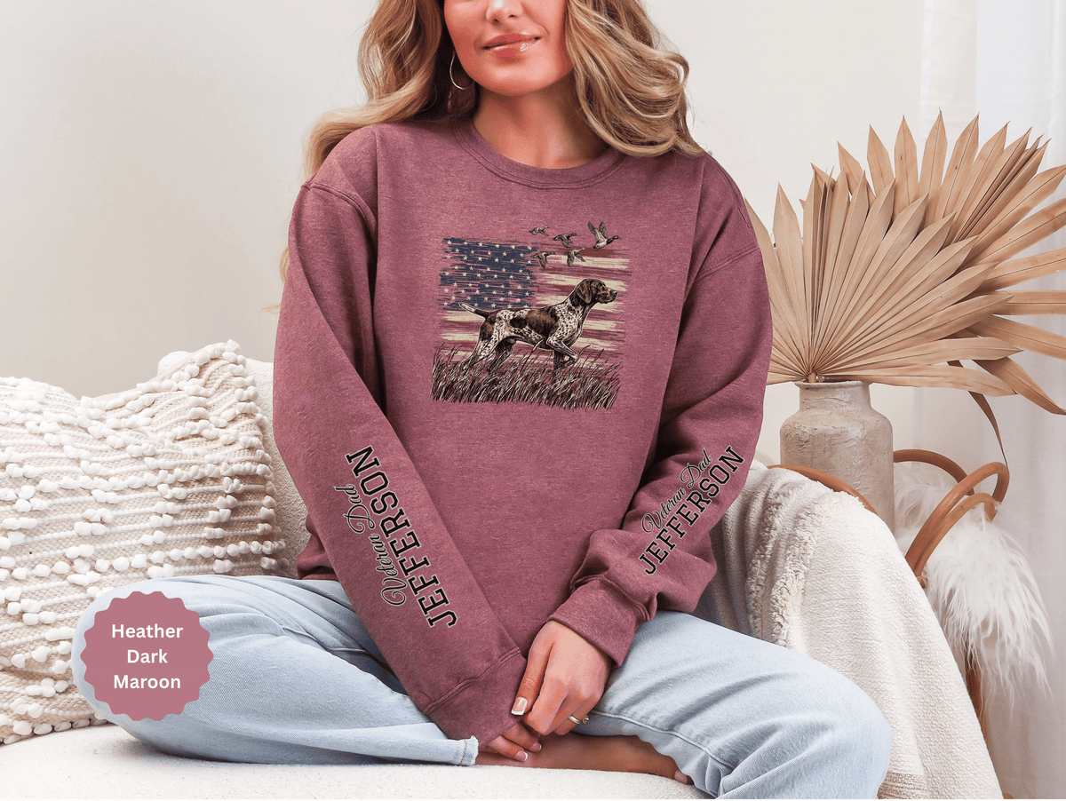 Personalized Patriotic Dog Sweatshirt, Custom Family Name Pullover, American Flag Dog Crewneck, USA Dog Lover Gift, Fourth of July Shirt