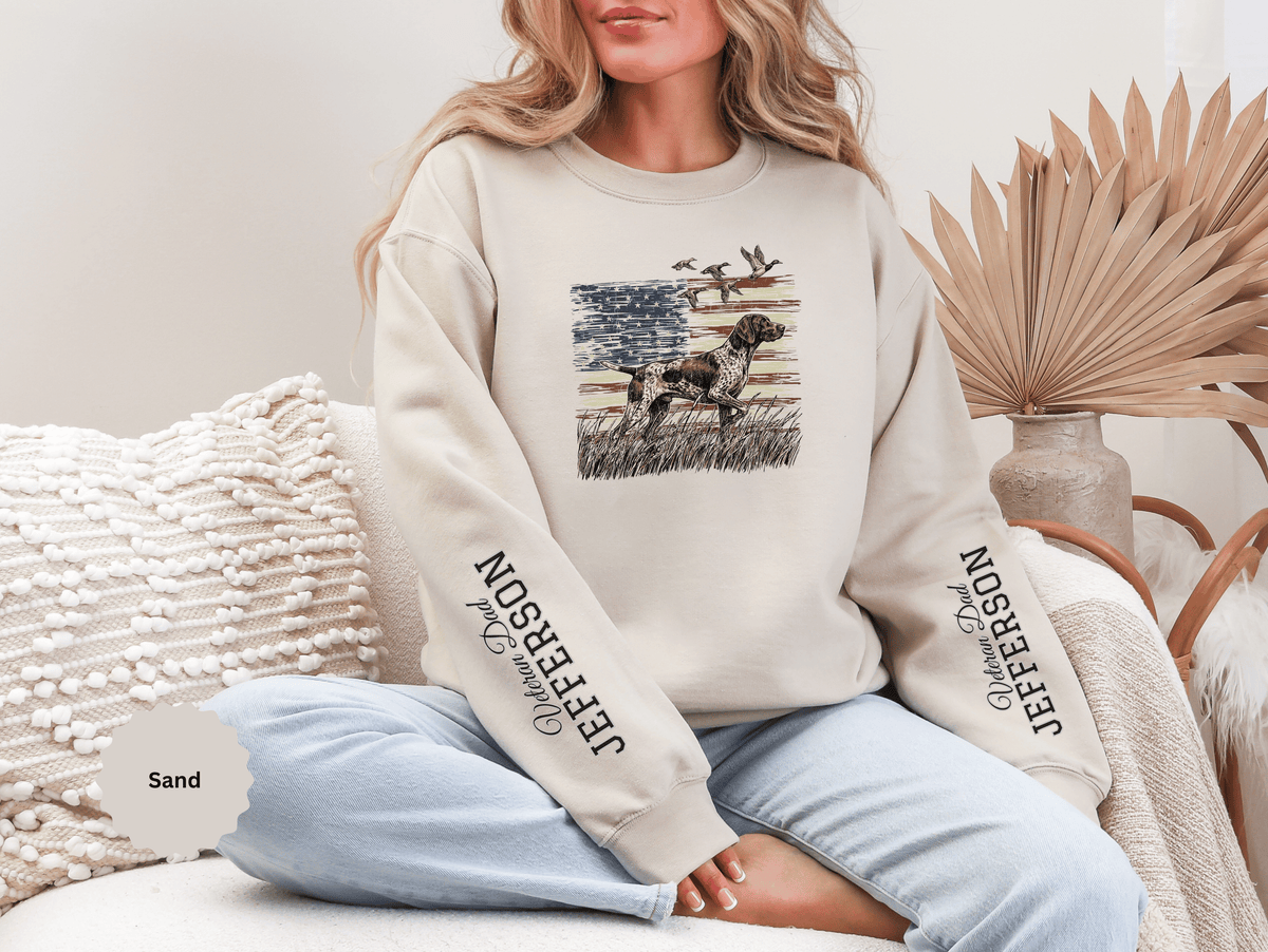 Personalized Patriotic Dog Sweatshirt, Custom Family Name Pullover, American Flag Dog Crewneck, USA Dog Lover Gift, Fourth of July Shirt