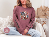 Personalized Hunting Family Sweatshirt, Custom Deer Patriotic Pullover, American Flag Floral Crewneck, Family Gift, Outdoorsman Shirt