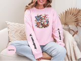 Personalized Hunting Family Sweatshirt, Custom Deer Patriotic Pullover, American Flag Floral Crewneck, Family Gift, Outdoorsman Shirt