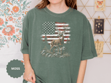 Patriotic Deer Shirt, American Flag Buck T Shirt, Deer Lover Gift, Outdoors Graphic Tee, Country Style Shirt, Fourth of July Gift