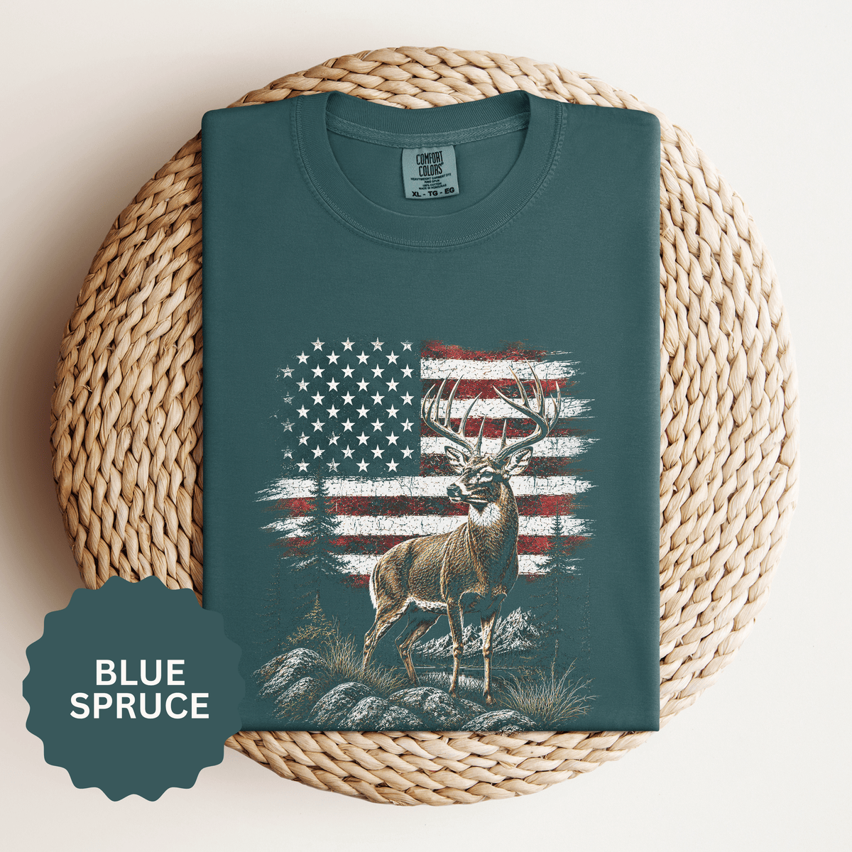 Patriotic Deer Shirt, American Flag Buck T Shirt, Deer Lover Gift, Outdoors Graphic Tee, Country Style Shirt, Fourth of July Gift