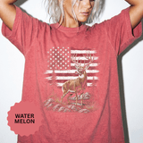 Patriotic Deer Shirt, American Flag Buck T Shirt, Deer Lover Gift, Outdoors Graphic Tee, Country Style Shirt, Fourth of July Gift