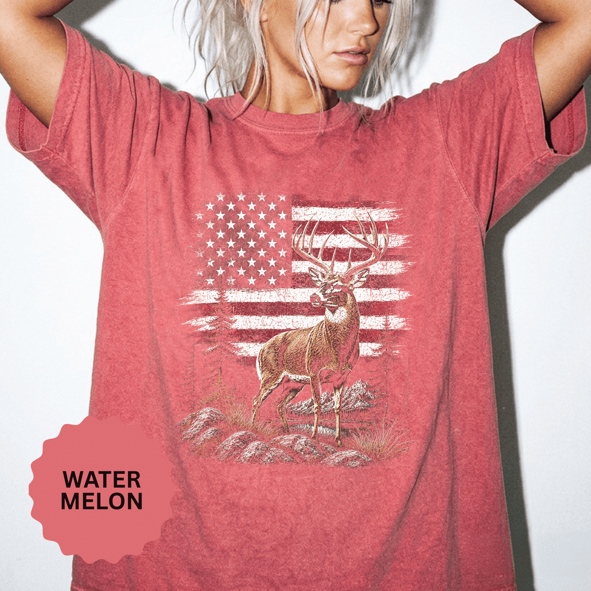 Patriotic Deer Shirt, American Flag Buck T Shirt, Deer Lover Gift, Outdoors Graphic Tee, Country Style Shirt, Fourth of July Gift