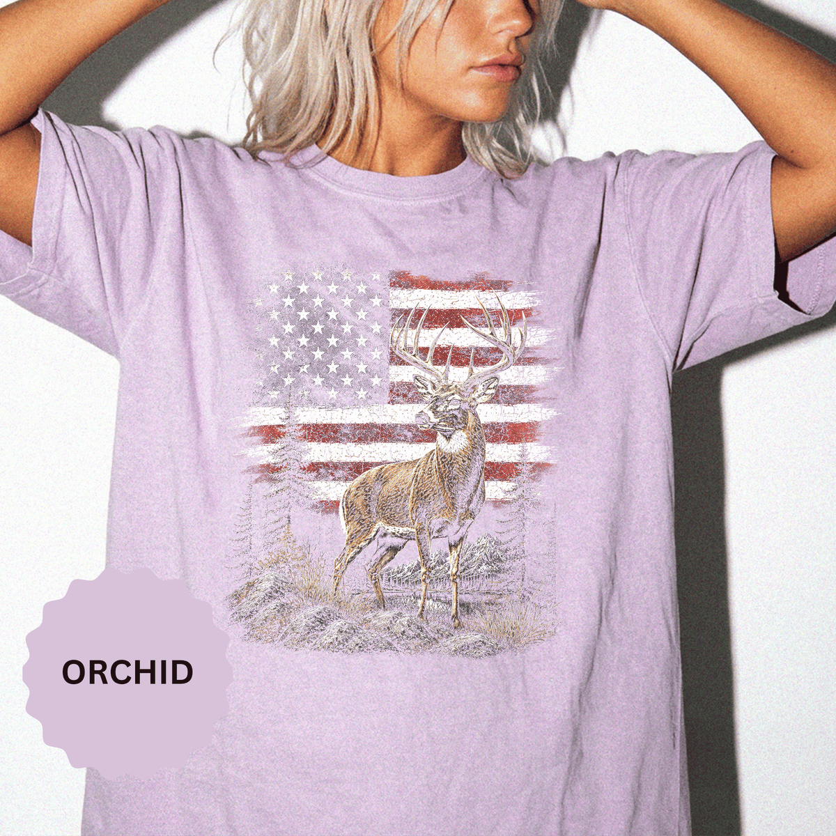 Patriotic Deer Shirt, American Flag Buck T Shirt, Deer Lover Gift, Outdoors Graphic Tee, Country Style Shirt, Fourth of July Gift