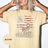 Patriotic Deer Shirt, American Flag Buck T Shirt, Deer Lover Gift, Outdoors Graphic Tee, Country Style Shirt, Fourth of July Gift