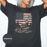 Patriotic Deer Shirt, American Flag Buck T Shirt, Deer Lover Gift, Outdoors Graphic Tee, Country Style Shirt, Fourth of July Gift