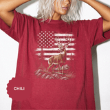 Patriotic Deer Shirt, American Flag Buck T Shirt, Deer Lover Gift, Outdoors Graphic Tee, Country Style Shirt, Fourth of July Gift