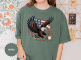 Patriotic Eagle Shirt, American Flag T Shirt, Bald Eagle Military Tee, Veteran Gift, USA Graphic Shirt, Fourth of July Patriotic Top