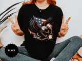 Patriotic Eagle Shirt, American Flag T Shirt, Bald Eagle Military Tee, Veteran Gift, USA Graphic Shirt, Fourth of July Patriotic Top