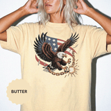 Patriotic Eagle Shirt, American Flag T Shirt, Bald Eagle Military Tee, Veteran Gift, USA Graphic Shirt, Fourth of July Patriotic Top