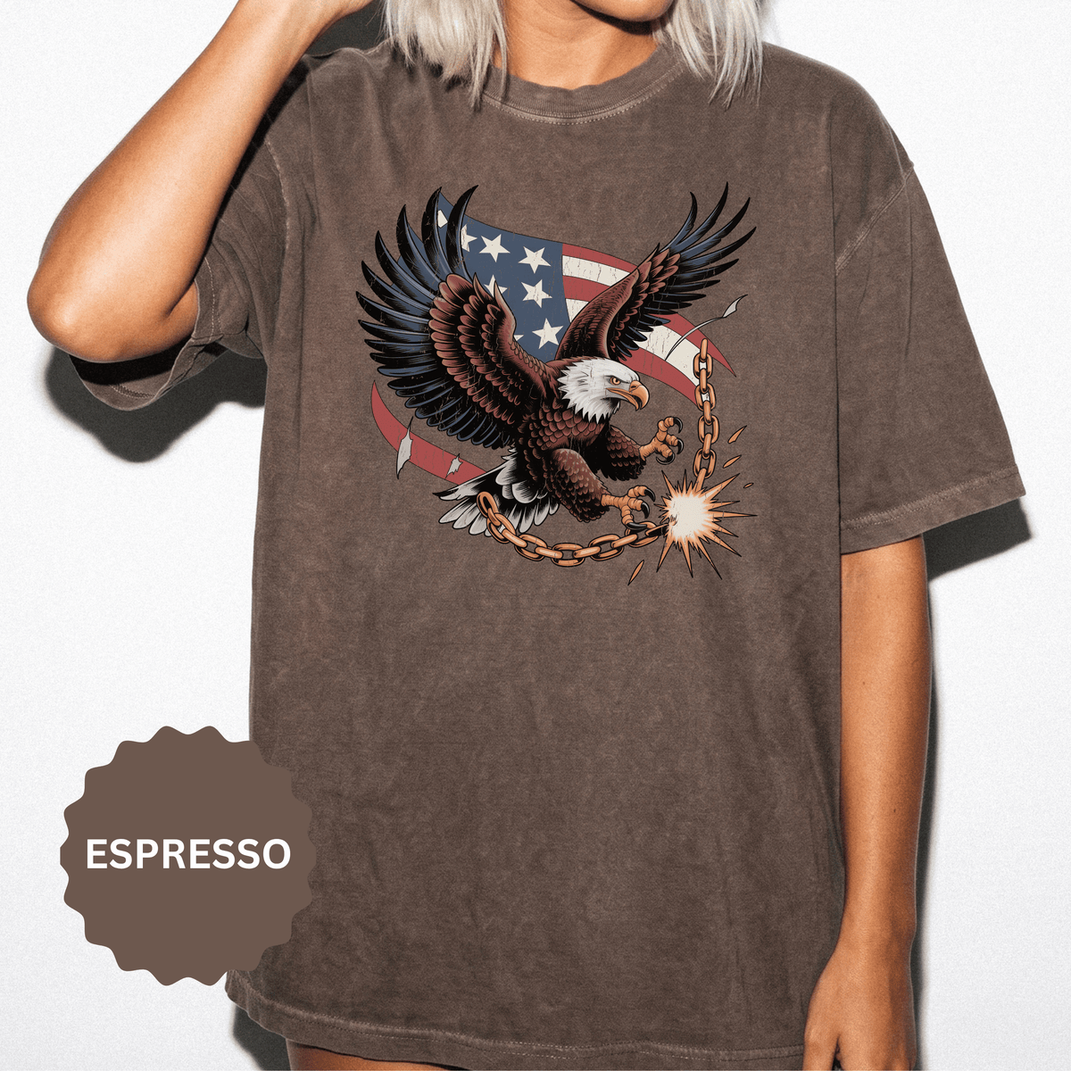 Patriotic Eagle Shirt, American Flag T Shirt, Bald Eagle Military Tee, Veteran Gift, USA Graphic Shirt, Fourth of July Patriotic Top