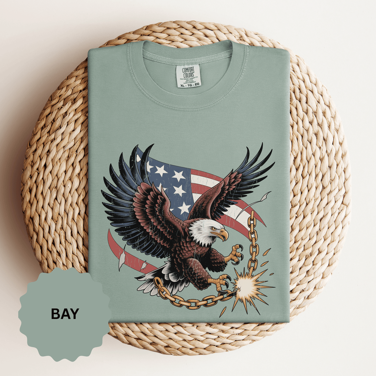 Patriotic Eagle Shirt, American Flag T Shirt, Bald Eagle Military Tee, Veteran Gift, USA Graphic Shirt, Fourth of July Patriotic Top