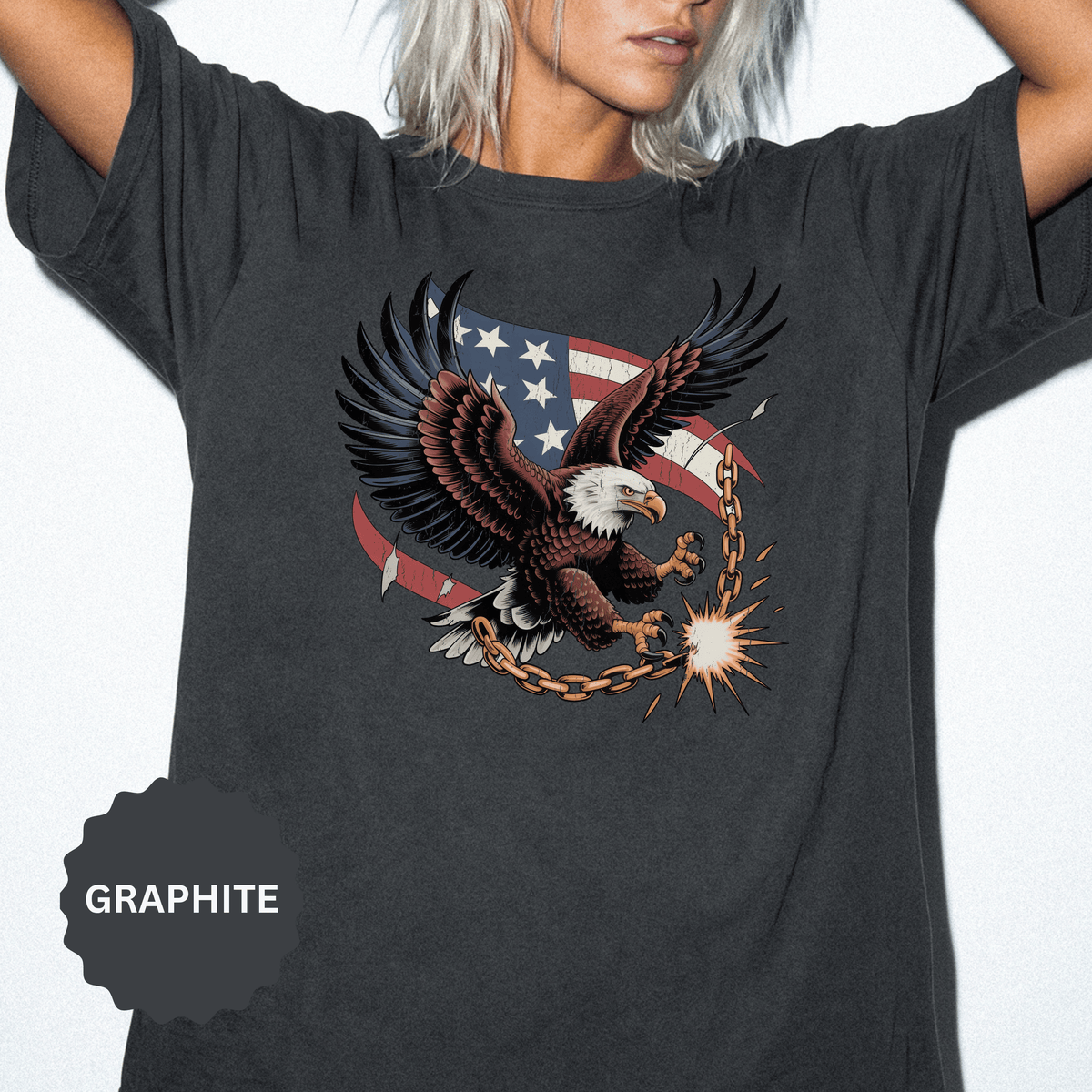 Patriotic Eagle Shirt, American Flag T Shirt, Bald Eagle Military Tee, Veteran Gift, USA Graphic Shirt, Fourth of July Patriotic Top