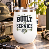 Military Wine Tumbler, Built by Service Gift for Veteran, Patriotic Drinkware for Him, Military Appreciation Gift, Veterans Day Gift
