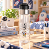 Personalized Water Bottle for Boys, Rocket Space Name Bottle, Kids School Water Bottle, Birthday Gift for Son, Back to School Gift