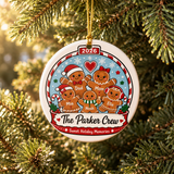 Personalized Gingerbread Family Snow Globe Ornament, Custom Family Names, Christmas Keepsake Gift