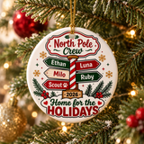 Personalized North Pole Christmas Ornament, Custom Family Name Keepsake, Festive Signpost Decor, Unique Holiday Gift for Families