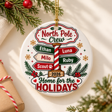Personalized North Pole Christmas Ornament, Custom Family Name Keepsake, Festive Signpost Decor, Unique Holiday Gift for Families