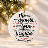 Personalized Mom Christmas Ornament, Custom Name Keepsake, Heartfelt Gift for Mother, Sentimental Christmas Gift from Daughter or Son
