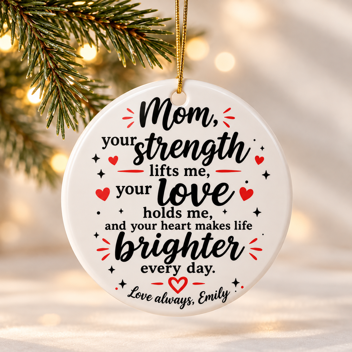 Personalized Mom Christmas Ornament, Custom Name Keepsake, Heartfelt Gift for Mother, Sentimental Christmas Gift from Daughter or Son