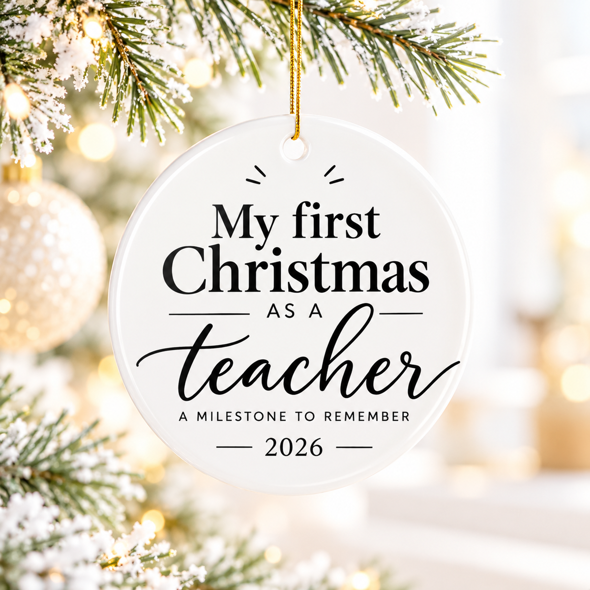 My First Christmas as a Teacher Ornament, New Teacher Christmas Gift, First Year Teaching Keepsake, 2026 Classroom Holiday Decor