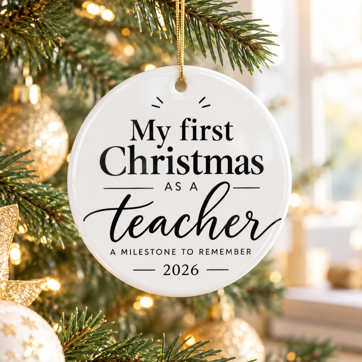 My First Christmas as a Teacher Ornament, New Teacher Christmas Gift, First Year Teaching Keepsake, 2026 Classroom Holiday Decor