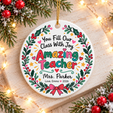 Personalized Amazing Teacher Christmas Ornament, Custom Teacher Name Gift, Teacher Appreciation Keepsake, Classroom Holiday Decor 2026