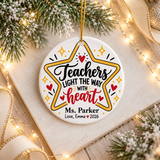 Personalized Star Teacher Ornament, Teachers Light the Way with Heart, Custom Educator Christmas Gift, Appreciation Keepsake 2026