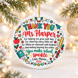 Personalized Thank You Teacher Christmas Ornament, Custom Teacher Name Gift, Teacher Appreciation Keepsake, Holiday Decor 2026