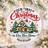 Personalized New Home Christmas Ornament, Our First Christmas Cottage with Names and Year, Housewarming Keepsake Gift for New Homeowners