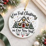 Personalized First Home Christmas Ornament, Our New Nest House with Couple Names and Year, Housewarming Keepsake Gift for New Homeowners