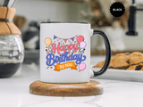 Happy Birthday to You Coffee Mug, Pink and Blue Balloons with Party Bunting, Cheerful Gift for a Sister or Best Friend's Daily Coffee Break