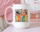 Retro Disco Birthday Coffee Mug, 70s Roller Skating Party Design, Groovy Gift for a Skater Friend Who Loves Colorful Nostalgic Drinkware