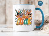 Retro Disco Birthday Coffee Mug, 70s Roller Skating Party Design, Groovy Gift for a Skater Friend Who Loves Colorful Nostalgic Drinkware