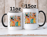 Retro Disco Birthday Coffee Mug, 70s Roller Skating Party Design, Groovy Gift for a Skater Friend Who Loves Colorful Nostalgic Drinkware