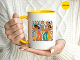 Retro Disco Birthday Coffee Mug, 70s Roller Skating Party Design, Groovy Gift for a Skater Friend Who Loves Colorful Nostalgic Drinkware