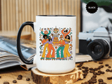 Retro Disco Birthday Coffee Mug, 70s Roller Skating Party Design, Groovy Gift for a Skater Friend Who Loves Colorful Nostalgic Drinkware