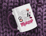 Makeup Lover Coffee Mug, Just a Girl Who Loves Makeup Quote, Lipstick and Brush Design, Birthday Gift for Beauty Enthusiast or Makeup Artist