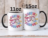 Best Friends Coffee Mug, Besties Forever Friendship Bracelet Design, Colorful Birthday Gift for a Best Friend or Long Distance Coffee Buddy